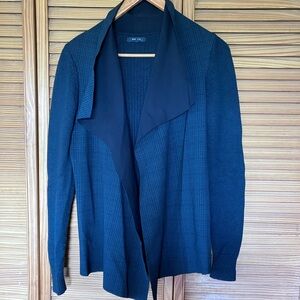 Asymmetrical Chic Plaid Waterfall Drape Rich Forest Green Cardigan-Size XS